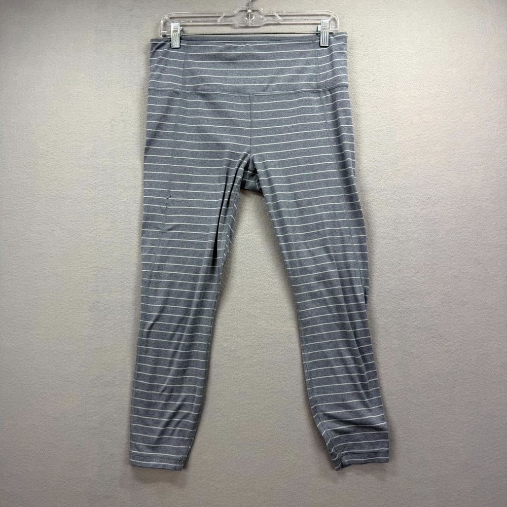 Athleta Salutation Stash High Waisted Leggings‎ Womens Large 31x25* Gray Striped